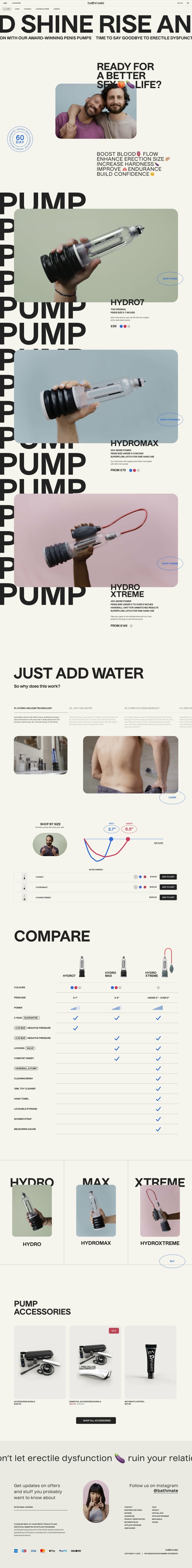 Bathmate pumps category page: redesigned for clarity and navigation